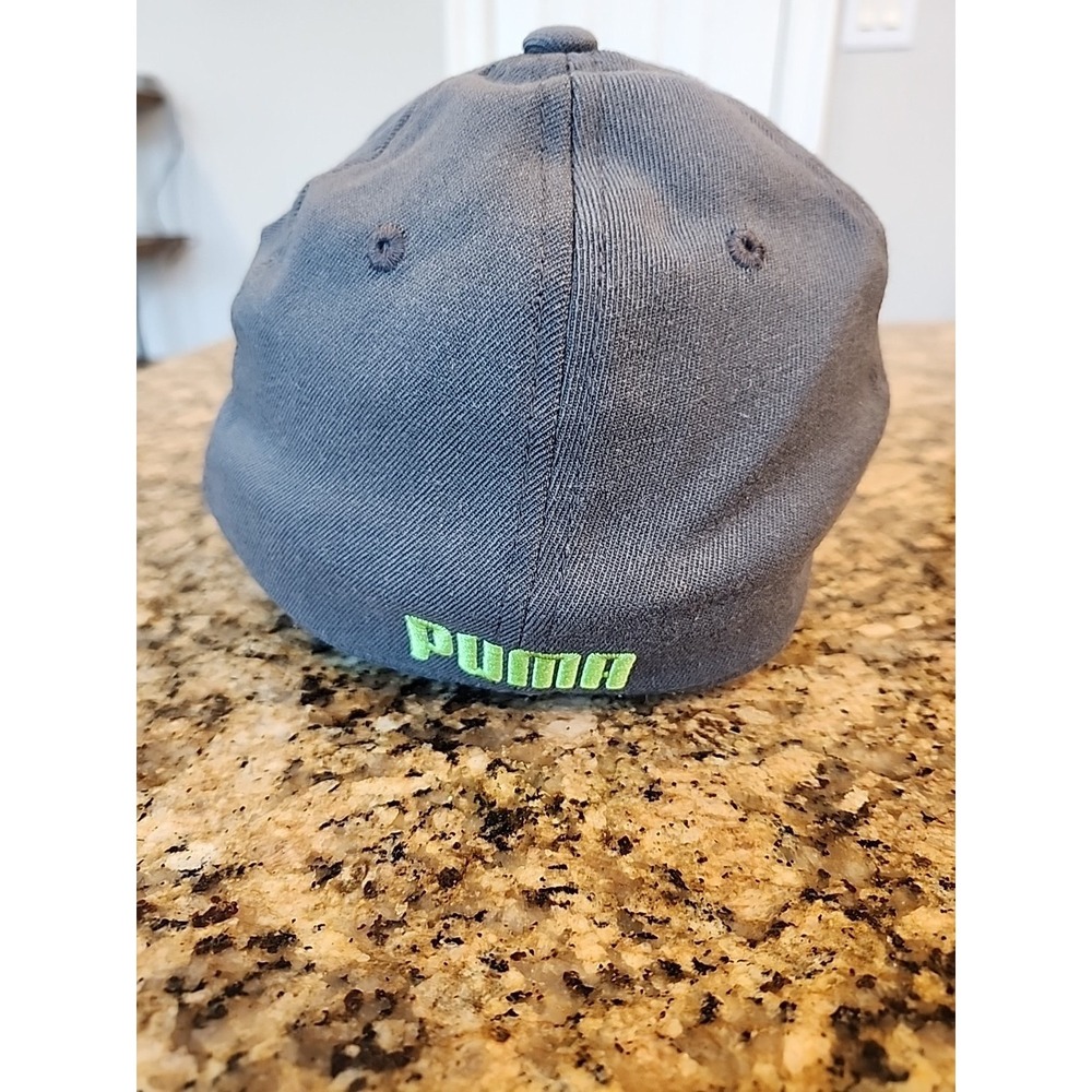 Puma Stretch Fit Hat Gray Green Athletic Casual - Picture 3 of 5